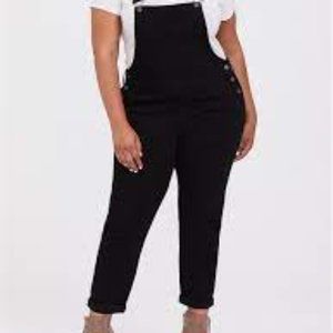 Torrid bib overalls womens 14 cropped premium stretch black